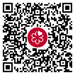 A qr code with a flower in the middle Description automatically generated