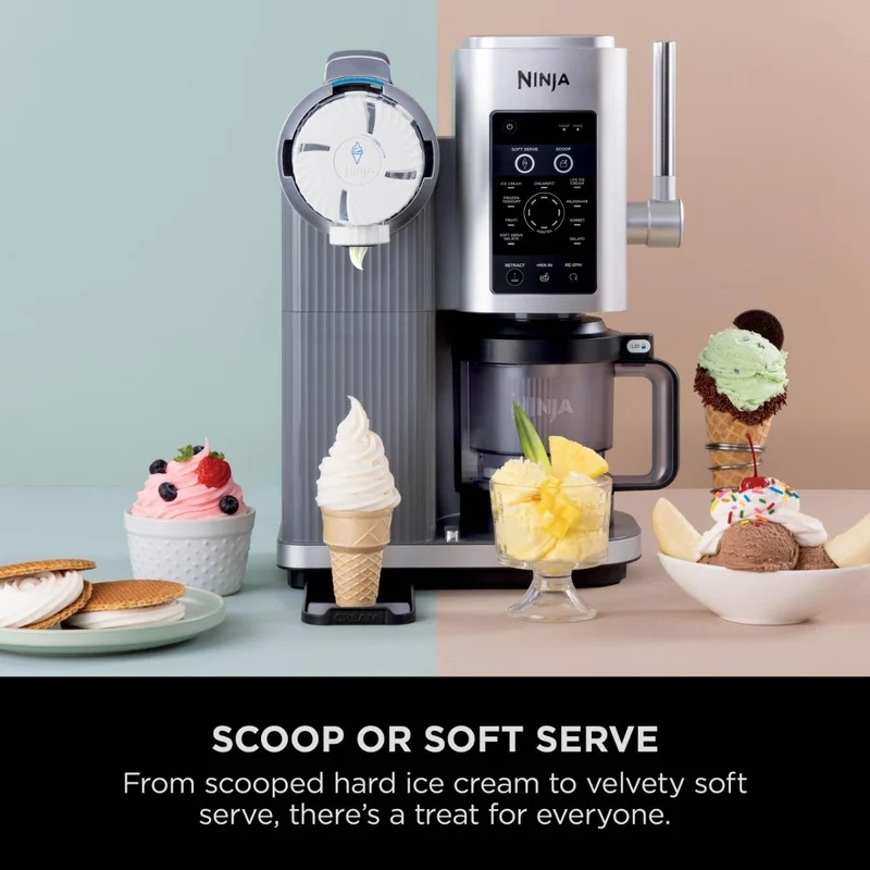 جهاز Ninja Creami Scoop & Swirl لتحضير السوفت سيرف والآيس كريم