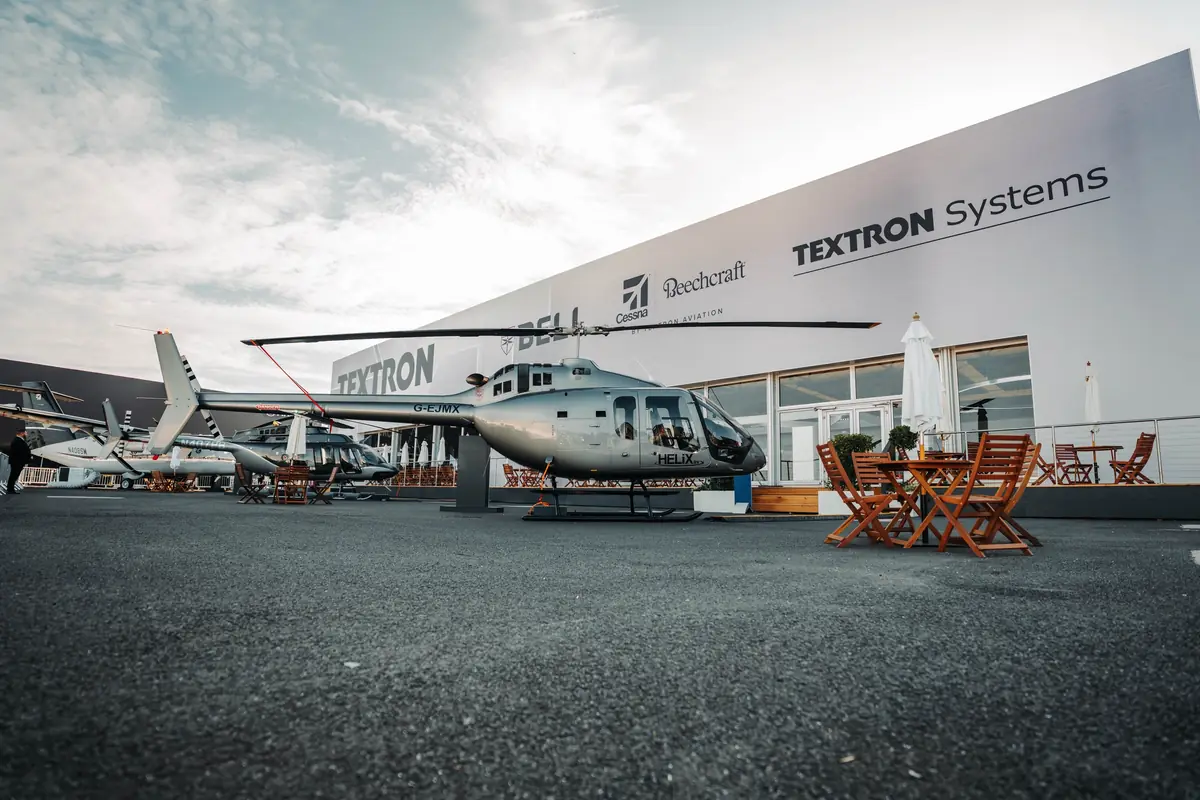 Bell 505 helicopter marking 700th delivery milestone at Farnborough International Airshow 2026