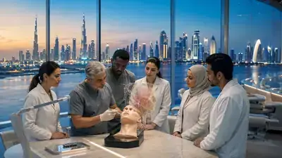 Healthcare professionals training in aesthetic medicine procedures across the Gulf region