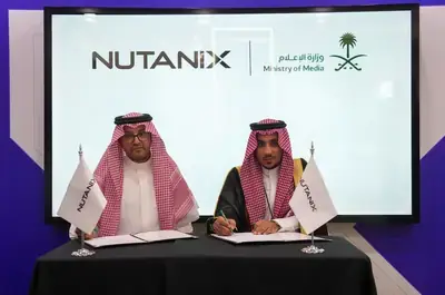Nutanix and Saudi Ministry of Media signing ceremony at LEAP 2026
